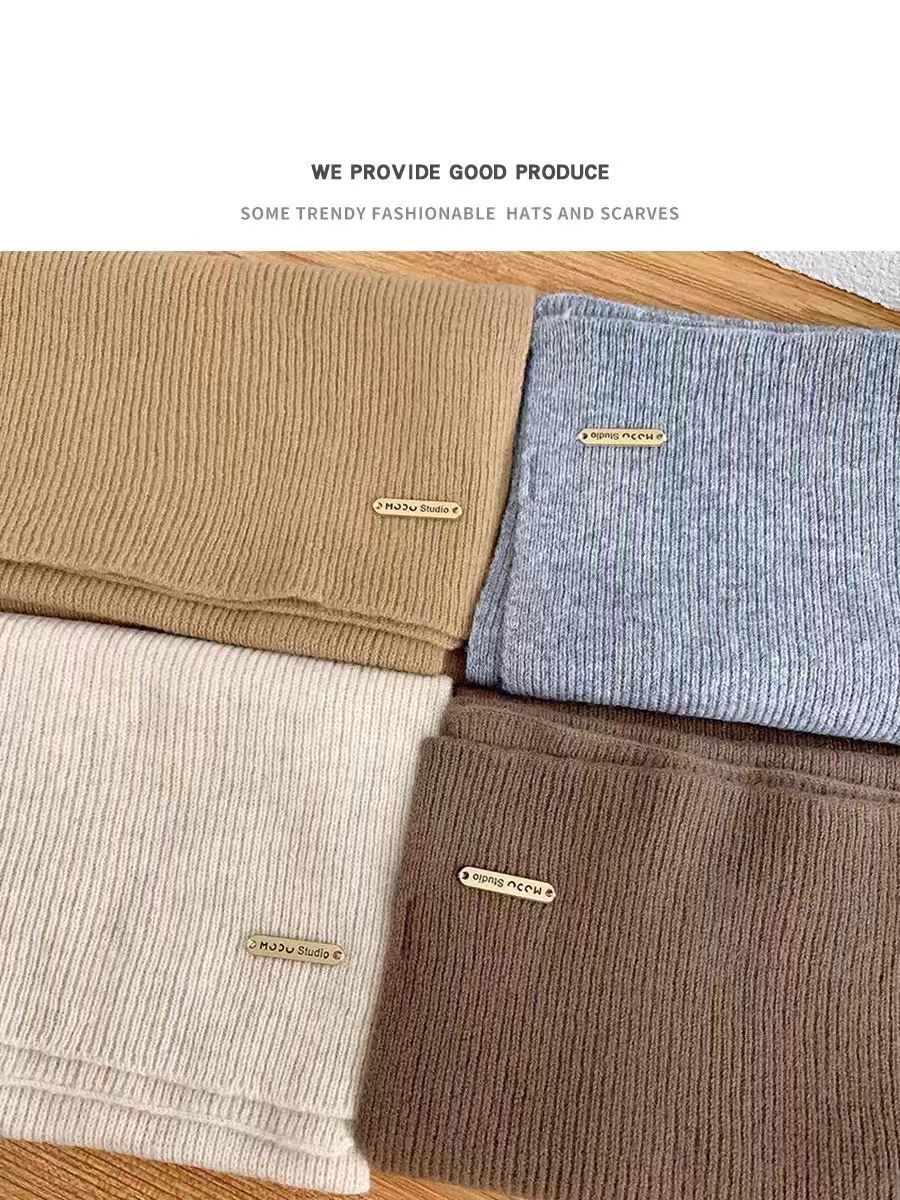 围巾女冬季2024新款毛线针织纯色小围巾潮韩系加厚保暖百搭长围脖详情3