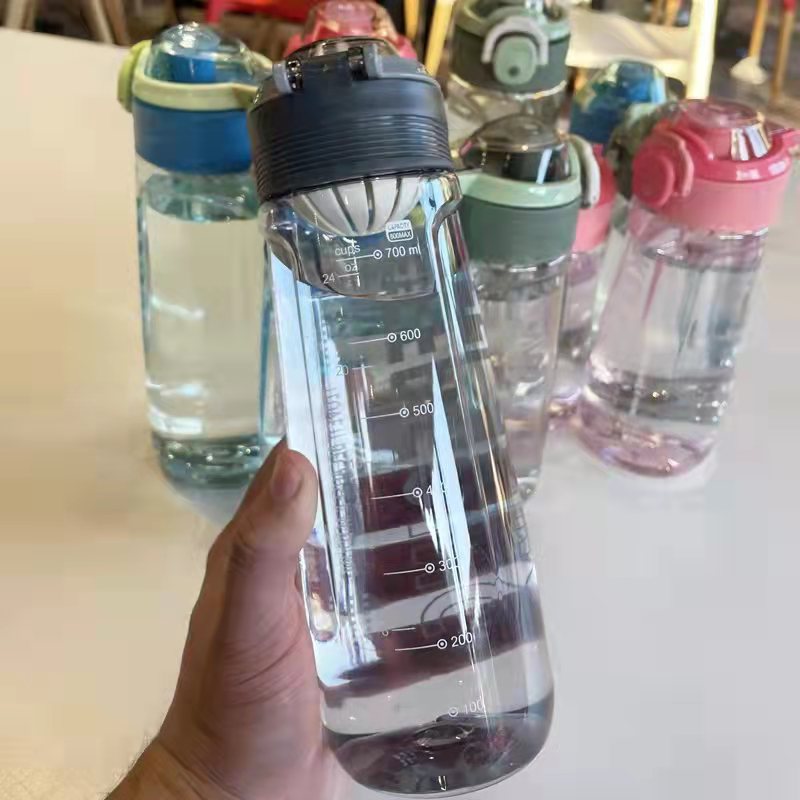 欣贝迪运动健身大容量弹跳盖塑料吸管杯男女学生便携防漏防摔夏季手提带刻度水壶500ML详情13