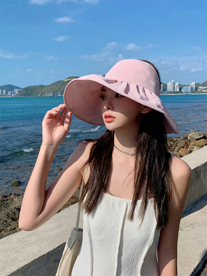 遮阳帽子女士夏季大沿防晒空顶帽户外可折叠运动防紫外线渔夫帽潮详情4