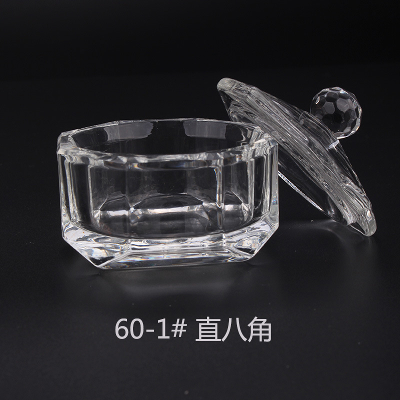 Cross-border exclusive glass crystal cups with LIDS for nail art, irregular-shaped crystal cups, and special octagonal cups for holding crystal liquid pic 4