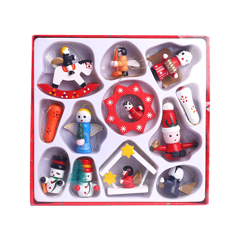 新品圣诞树木制挂饰套装 圣诞节实木挂件木偶套装 圣诞节装饰品详情5