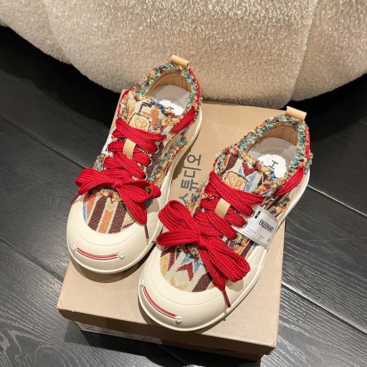 小众设计拼色帆布鞋女厚底休闲板鞋2023年新款春秋季韩版丑萌女鞋详情13