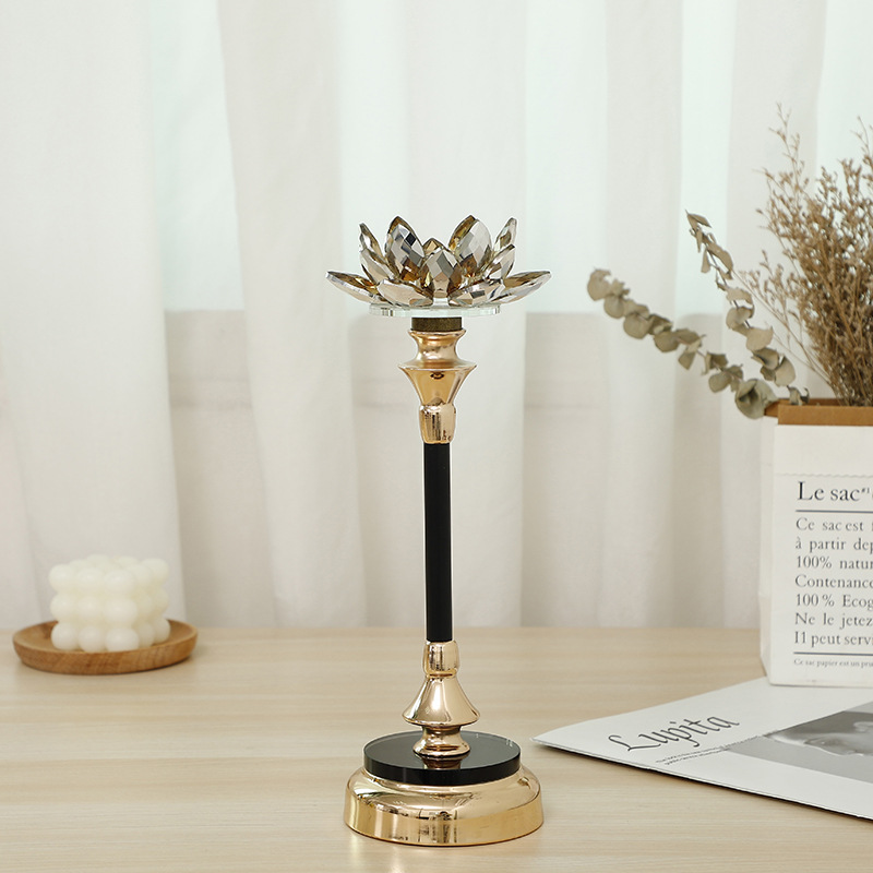 2022 New Style crystal candlestick New Year Gift, multi-specification Lotus Company wedding home metal props pic 4