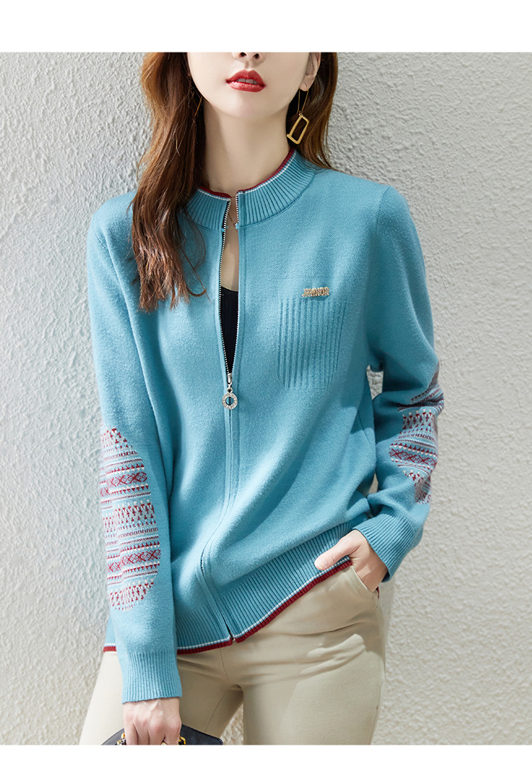 春秋装新款复古文艺加厚拉链长袖针织开衫韩版女装时尚羊毛衫外套详情15