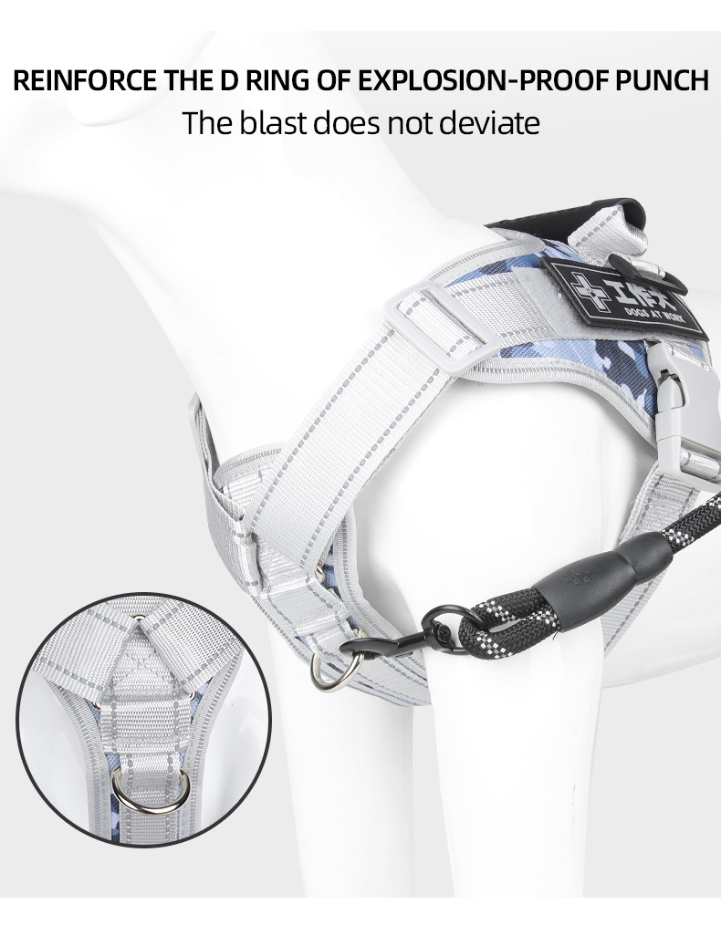 Pet chest and back strap explosion-proof camouflage print dog leash chest and back breathable and comfortable dog commuting pet chest and back pic 9