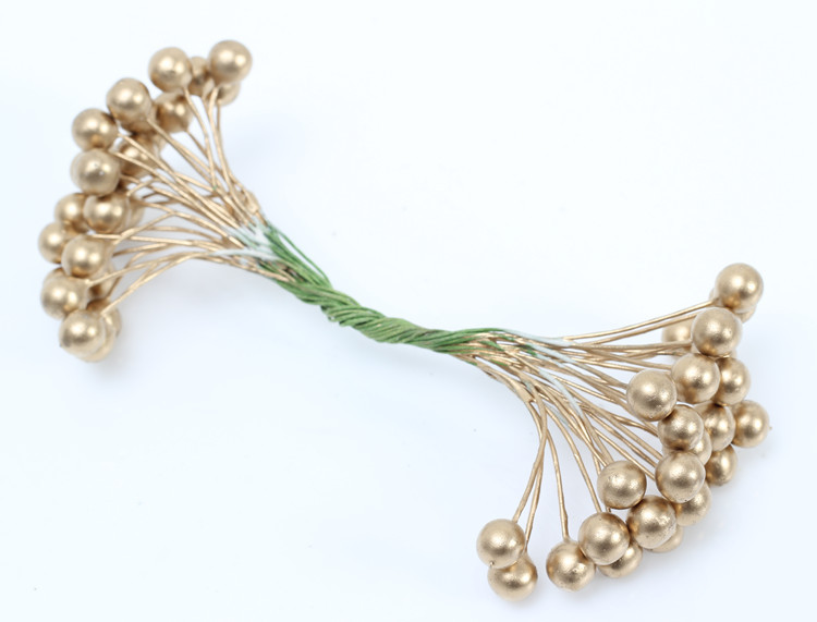 【8mm Gold and Silver Single-head Fruit 】 Simulated foam berry Christmas Products Dried Flower Accessories (100 pieces) pic 4