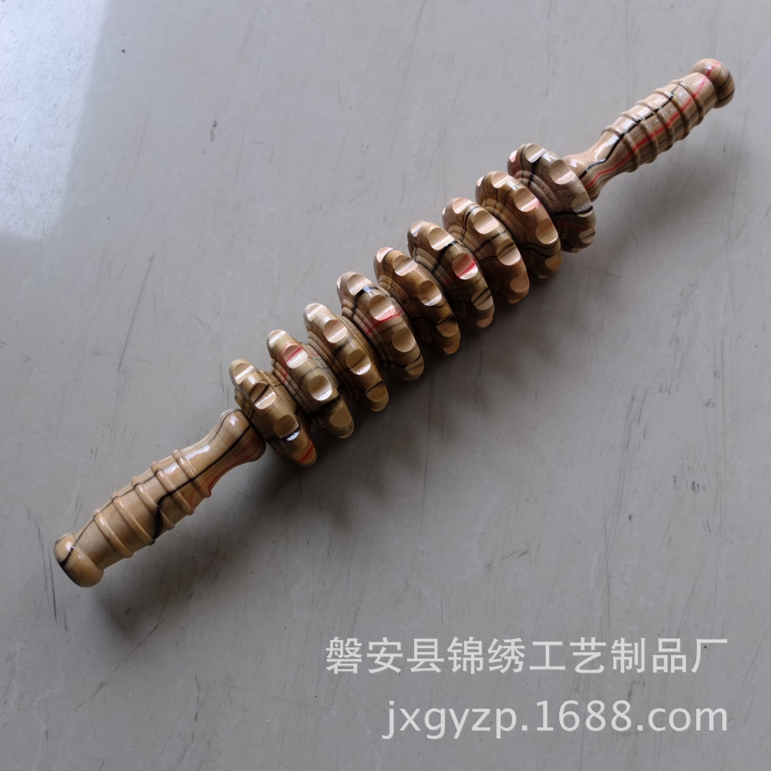 Factory direct sales of wooden roller massage sticks, wooden nine-wheel massage sticks, back and abdominal roller massage pic 2