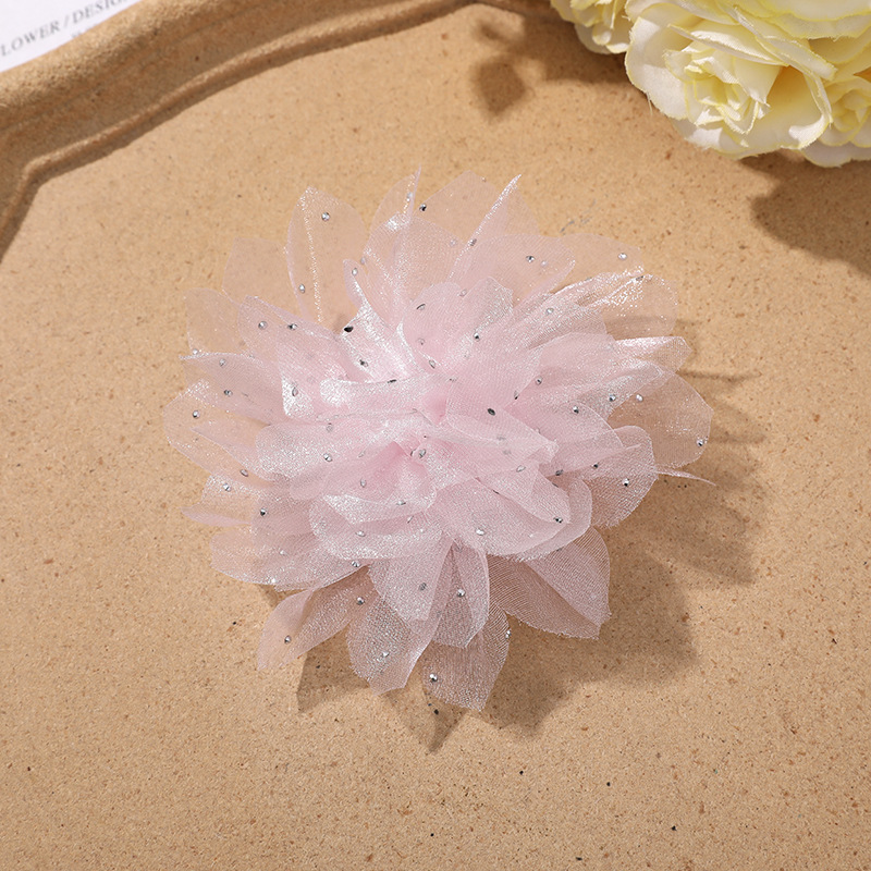 国潮系列仙女氛围感烫钻点点网纱花朵diy手作发夹女发饰衣服辅料批发详情14