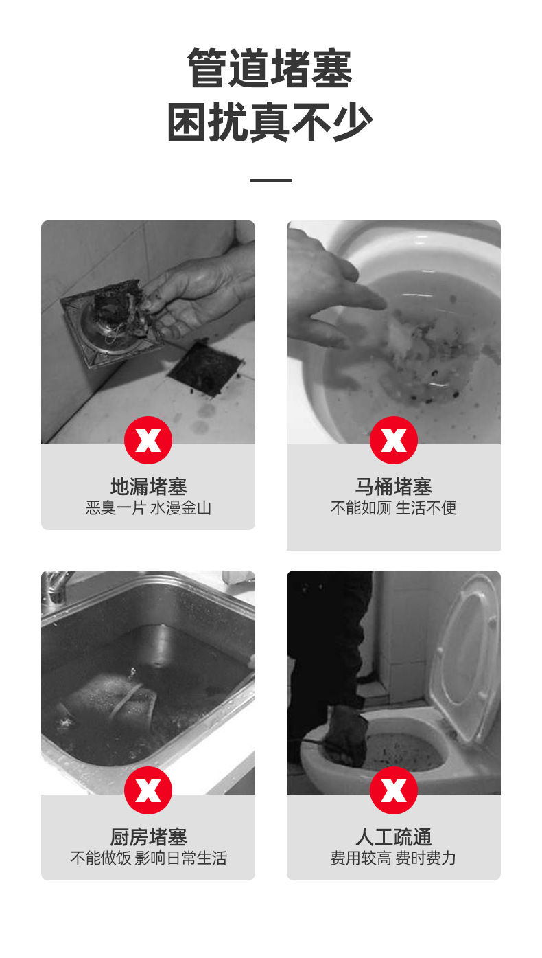 批发管道疏通剂强力通卫生间马桶地漏厨房下水道油污堵塞厕所除臭详情4