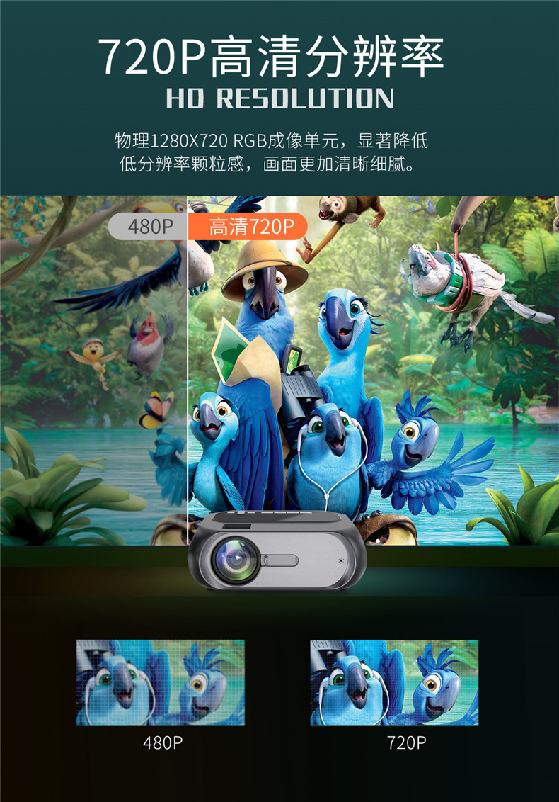 跨境T7高清家用投影机便携式微型迷你小型家庭LED跨境投影仪详情19