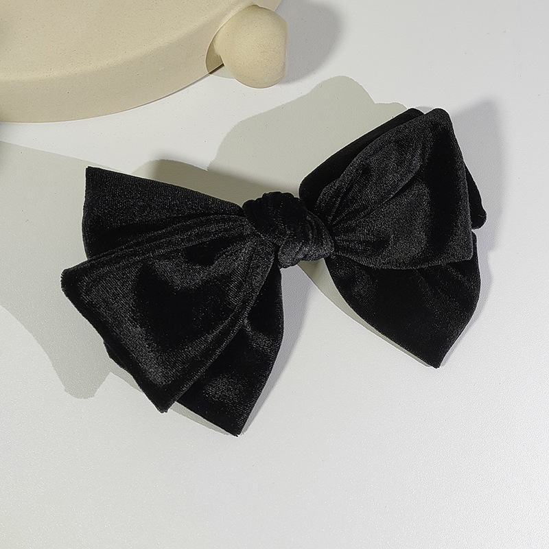 Korean retro autumn and winter hair clips, back of the head spring clip top clip, fashionable and elegant, trendy bow velvet headwear pic 5