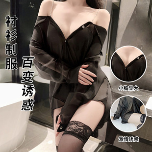 大码情趣内衣性感微透制服公主风睡衣纯欲女网纱吊带小胸激情诱惑详情7