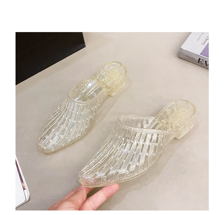 水晶凉鞋女款夏季外穿2024新款坡跟果冻鞋夏天洞洞鞋厚底透明女鞋详情29
