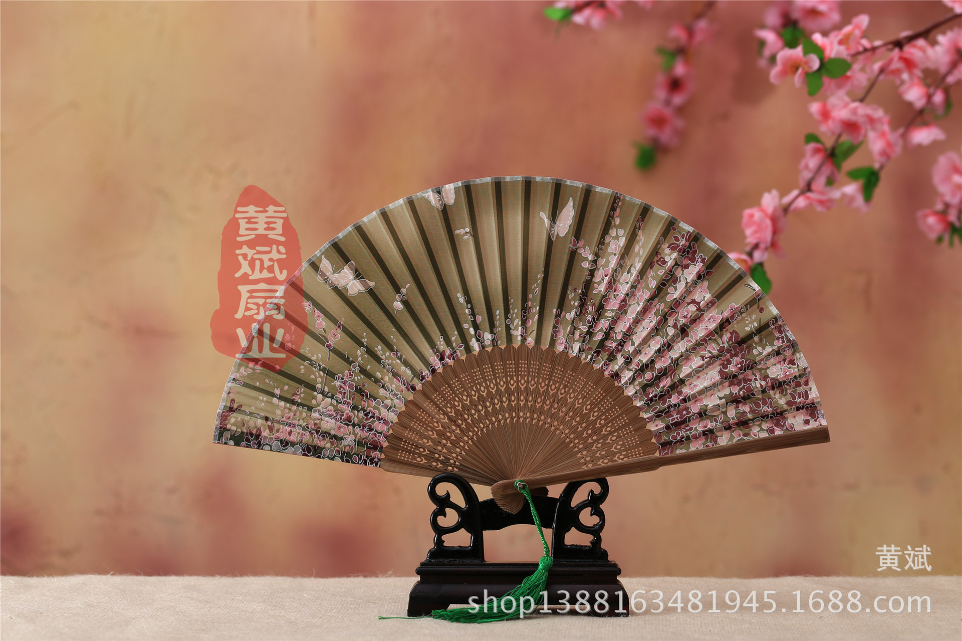 古风古典礼品真丝竹扇子日式和风扇樱花扇 折扇批发 舞蹈道具扇详情23