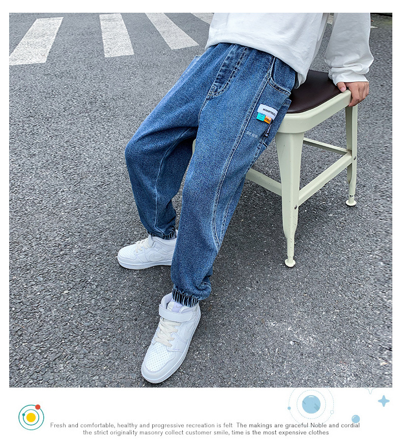 Chico jeans otoño invierno nuevo 2022 niño medio grande pantalones casuales marca de moda pantalones rectos pantalones niños wholesale pic 11