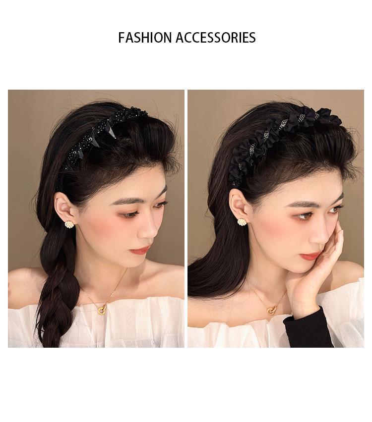气质复古水钻黑色发箍女高级感洗脸压发防滑带齿头箍气质发卡头饰详情10