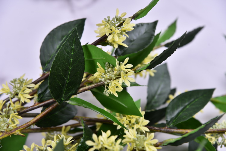 Wholesale artificial yellow osmanthus and laurel, green landscape garden artificial trees, decorative golden osmanthus leaves, home, hotel and homestay artificial flowers pic 22