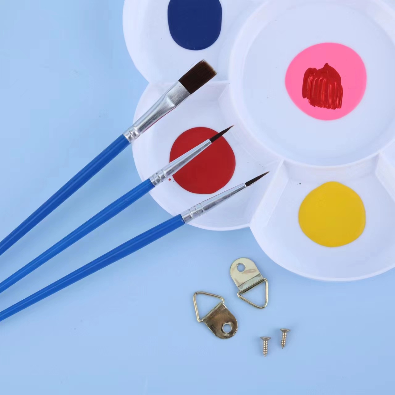 新款水粉油画笔 尼龙毛培训班儿童绘画笔平头斜头颜料油画笔套装详情5