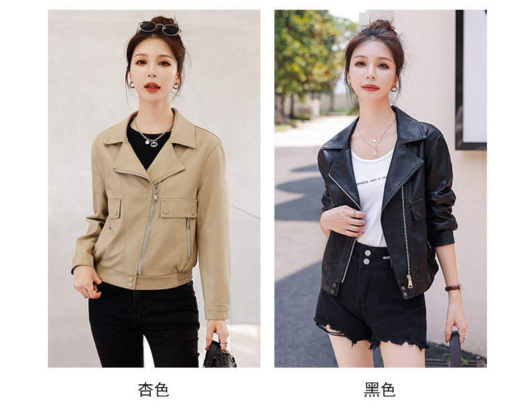 2022年新款春秋装小皮衣女外套宽松显瘦pu皮夹克减龄短款机车服潮详情6