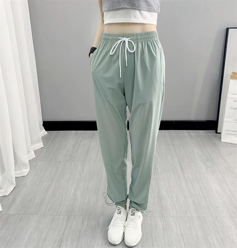 夏季薄款冰丝速干运动裤女宽松束脚九分裤户外运动休闲裤时尚新款详情25