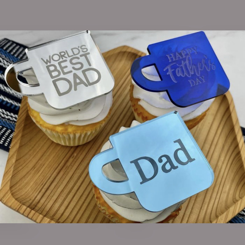 跨境ins风父亲节爸爸生日纸杯蛋糕装饰圆形打标亚克力蛋糕装饰详情9