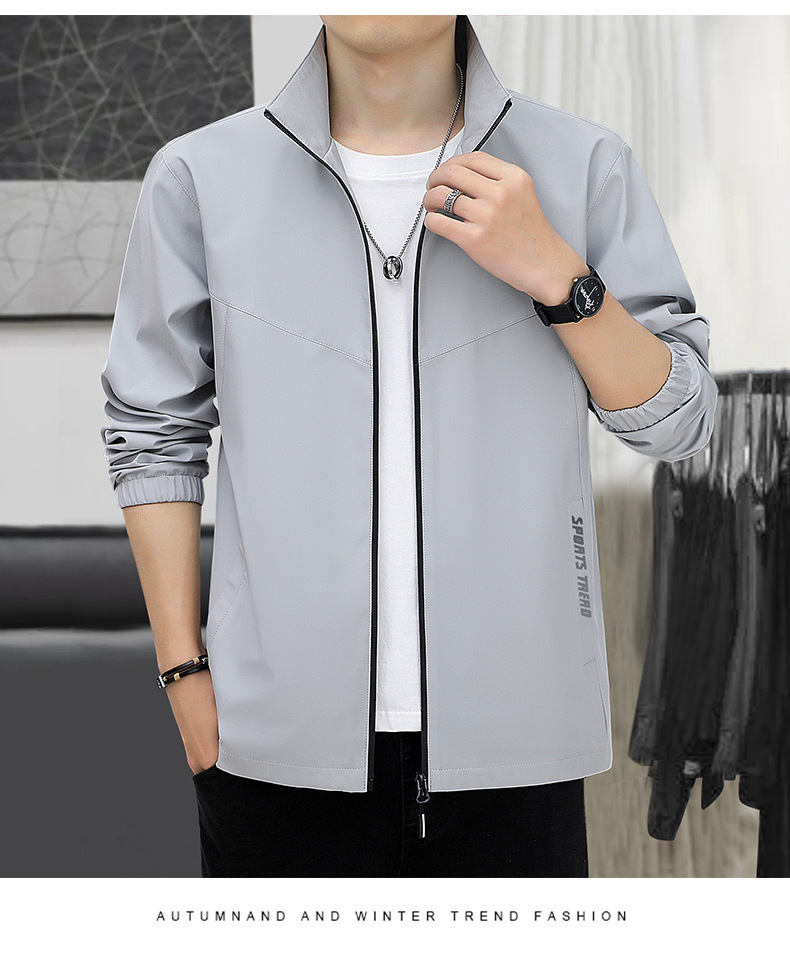 秋冬加绒加厚夹克男立领休闲商务男士好搭外套男大码运动户外男装详情18