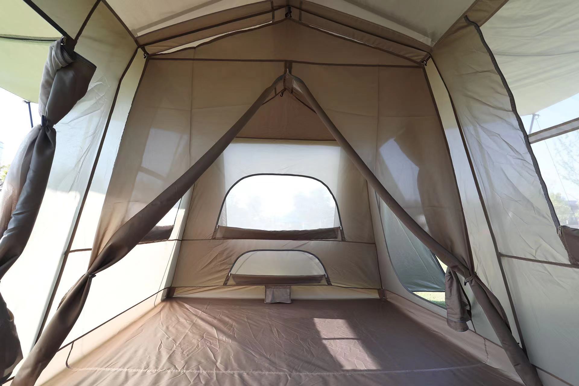 Outdoor camping and barbecue ridge tent, two-bedroom, one-living-room moisture-proof automatic tent, mountain climbing and camping, family play tent pic 9