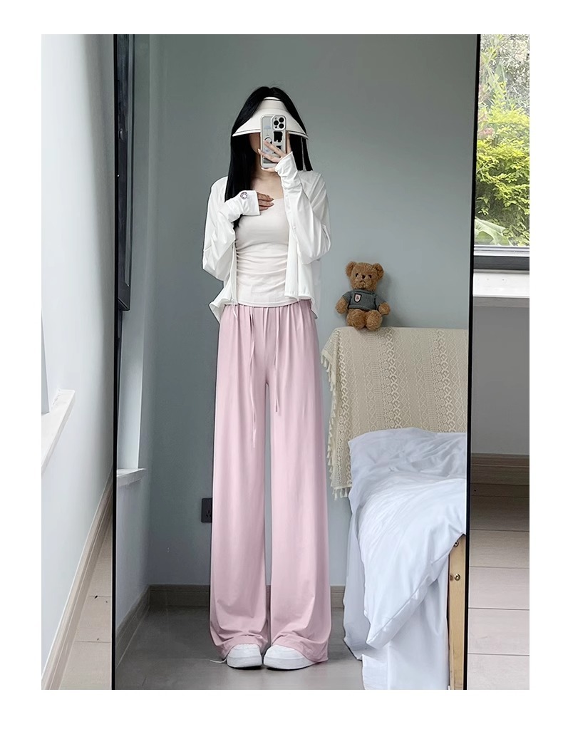 upf50+直筒防晒裤女春夏新款冰丝凉感锦纶休闲裤透气垂感阔腿长裤详情29