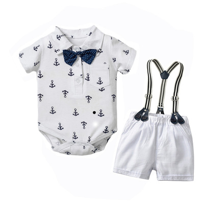 Summer male baby gentleman sets, baby crawling suits, overalls, two-piece sets, British-style cool evening gowns for foreign trade pic 48