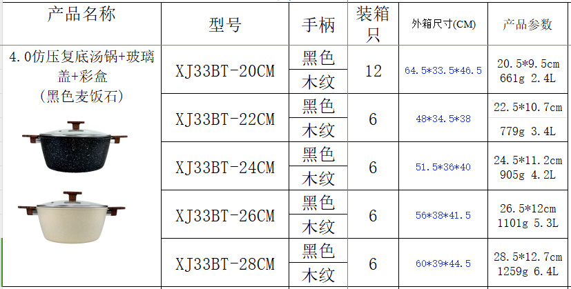 炊大皇平底锅家用XJ33BT双耳汤锅套装带盖 不粘煎锅泡面早餐煎蛋辅食班戟锅详情1