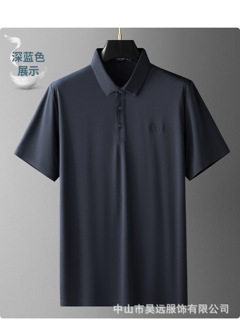 夏季新款翻领短袖T恤铜氨纤维宽松大码休闲卫衣polo衫裸感薄款潮详情15