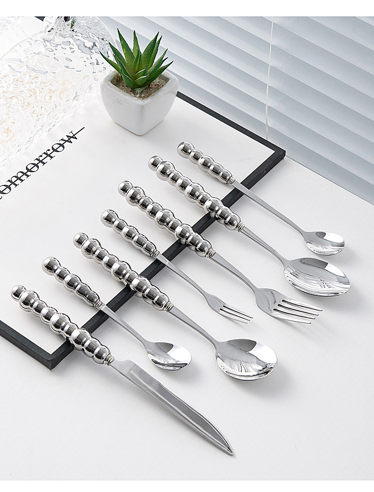 轻奢陶瓷珍珠手柄刀叉勺创意不锈钢餐具套装高颜值北欧风西餐餐具详情20