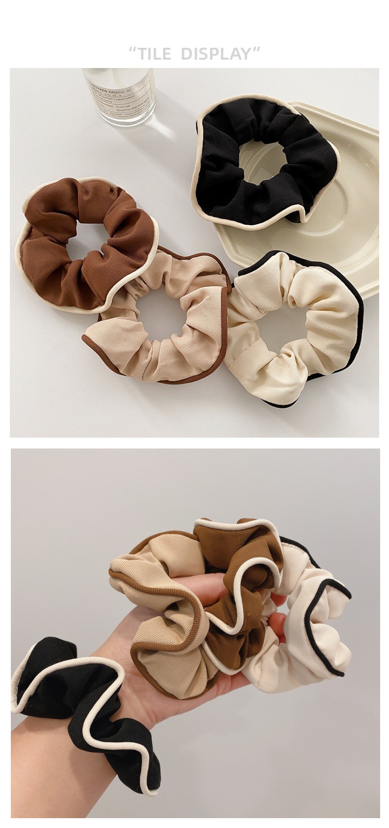 Korean-style large intestine circle, versatile and stylish hair band, retro and elegant chanel-style hair tie, 2025 new style hair tie, leather band hair accessory pic 12