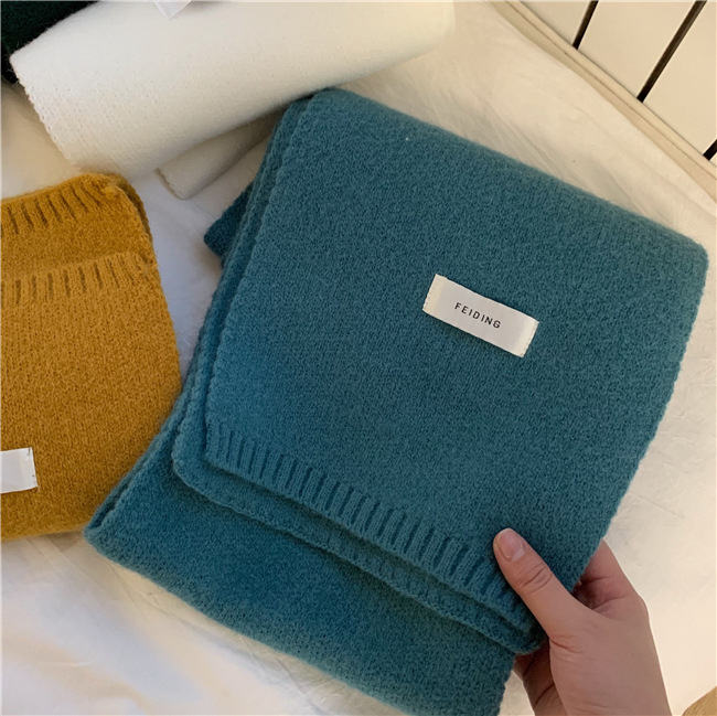 韩版ins保暖纯色围巾女秋冬季百搭时尚学生针织小围脖男新款毛线详情19