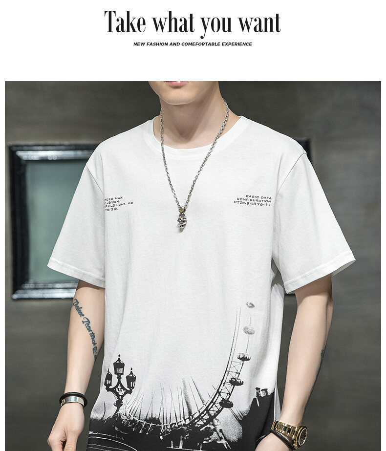 短袖t恤男士夏季潮流休闲半袖体恤打底衫内搭印花潮牌男装上衣服详情22