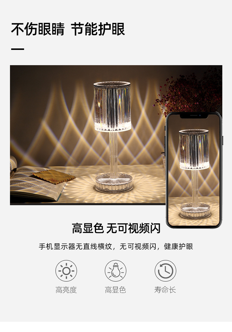 Cross-border Gatsby crystal table lamp, Spanish ambient light, hotel diamond romantic and warm led display piece pic 4