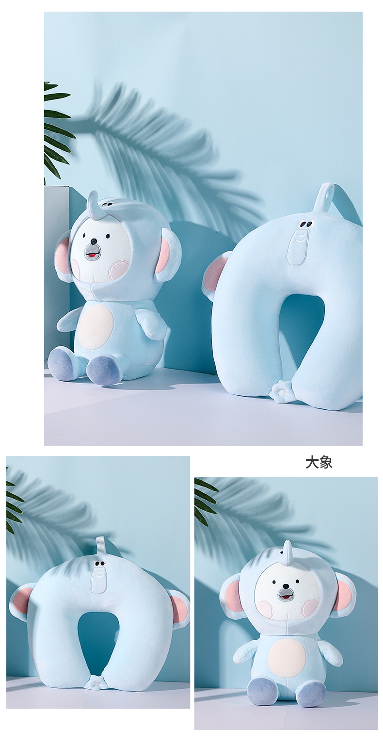 Wholesale cartoon animal U-shaped pillow, neck pillow, two-in-one dual-purpose pillow, foam particle pillow, animal transformation pillow pic 21