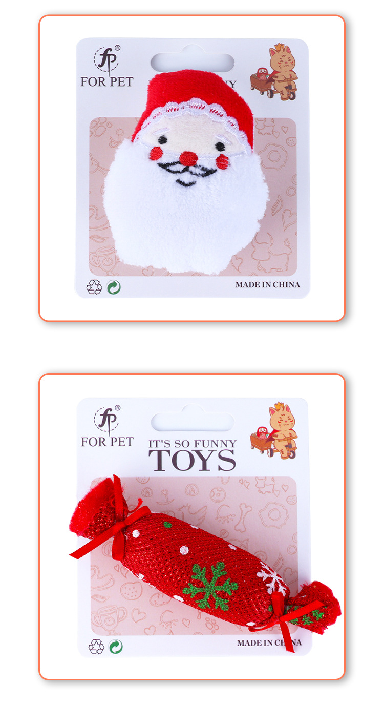 Cute cartoon cat toy set, cotton and chewable Christmas series three-piece set factory direct sales pic 9