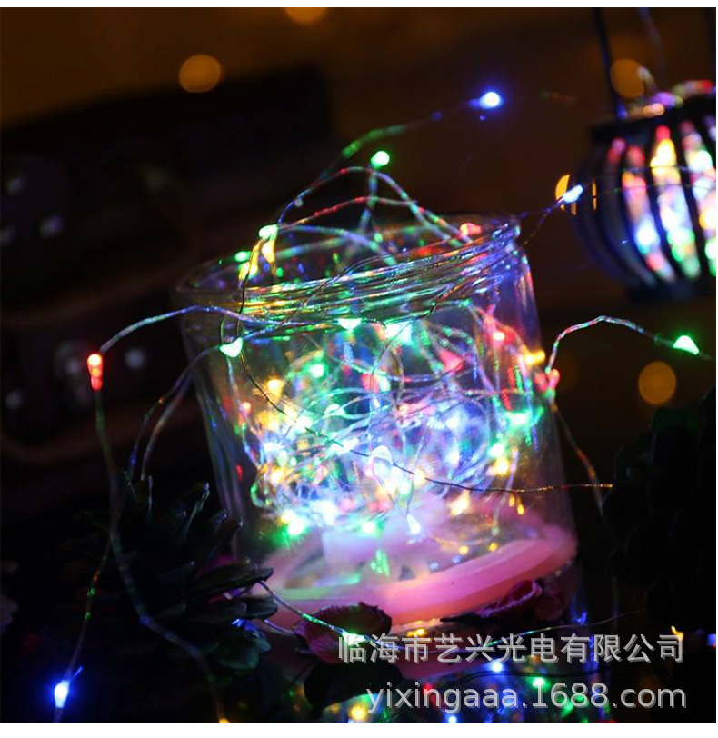 批发led灯串鲜花蛋糕波波球礼盒装饰闪灯纽扣室内铜线灯串满天星详情6