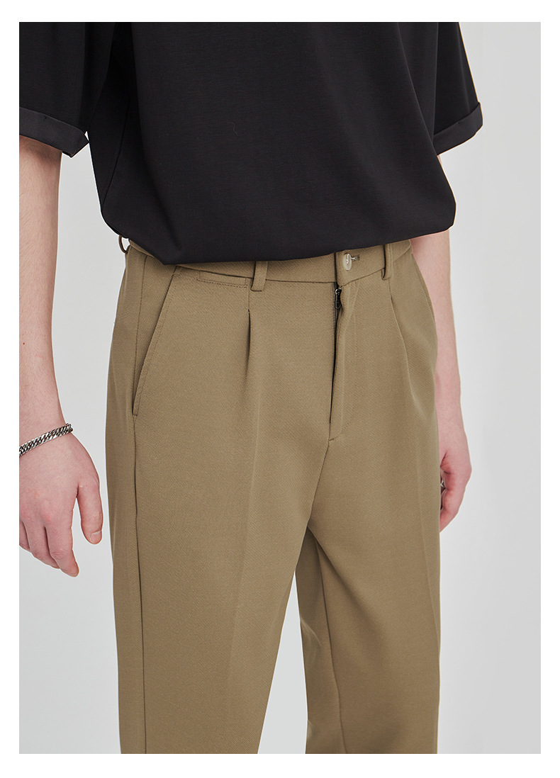 APO男装|宽松西裤男修身九分裤2024春夏抗皱直筒高级感休闲裤男详情15