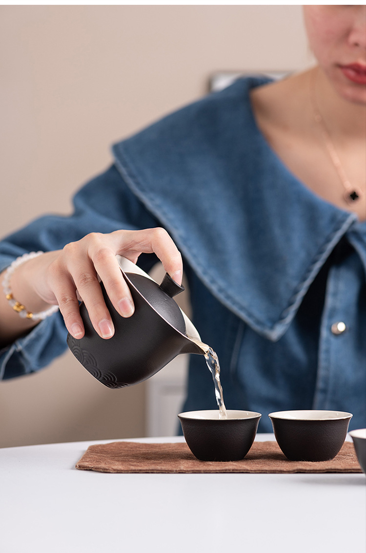 Manufacturer travel tea set, Quick guest cup, one pot, three cups, portable covered bowl, small set, outdoor kung fu set, tea brewing gift pic 16