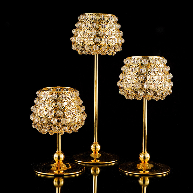 Retro golden candlesticks, crystal candlesticks, wedding decorations, cross-border supply, candlestick ornaments, candlelight dinner candlesticks pic 1