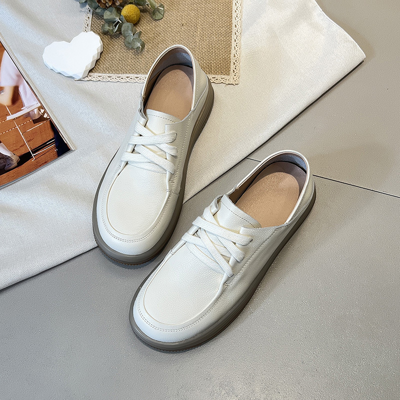 New soft-soled and soft-top loafers, lace-up flat single shoes, casual small leather shoes for women pic 16