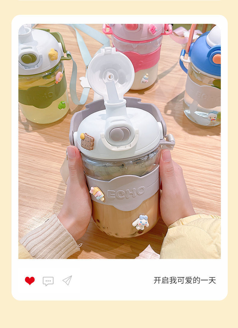 水杯女生高颜值运动水壶耐高温带吸管便携夏季1升杯子详情5