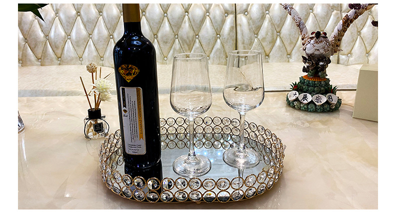 爆款欧式客厅高档水晶水果盘椭圆家居桌面收纳盘奢华法国红酒托盘详情16