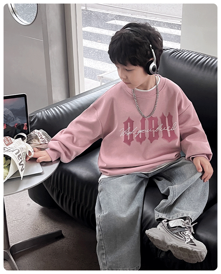 童酷儿童秋装2024湖州织里童装韩版宝宝上衣潮酷字母印花男童卫衣详情2