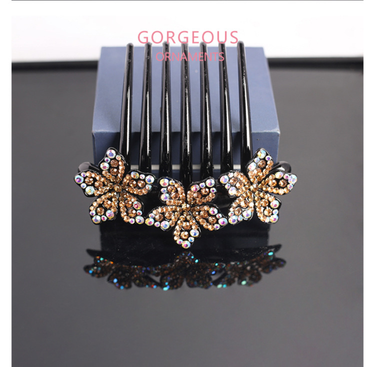 Elegant and refined hair accessory, flower-shaped water diamond bun hair accessory, seven-toothed comb clip hair accessory pic 6