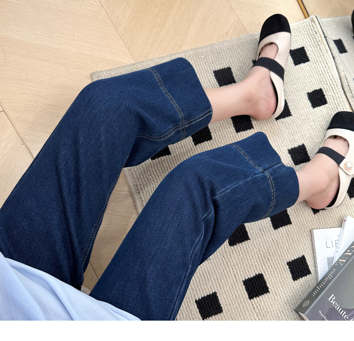九分牛仔裤女装2024春季窄版棉阔腿直筒裤小个子显瘦九分牛仔裤女详情11