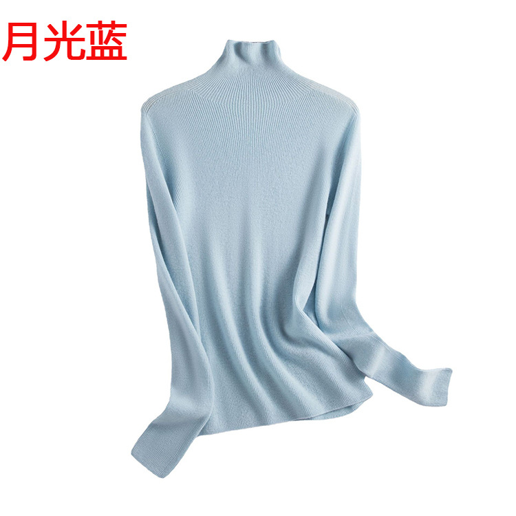 A new high-neck knitted sweater for women in the autumn of 2024, paired with a solid color seamless one-piece base layer of wool sweater pic 13