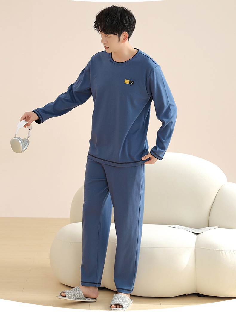 睡衣男士春秋款纯棉长袖套头休闲套装青少年男生全棉家居服可外穿详情19